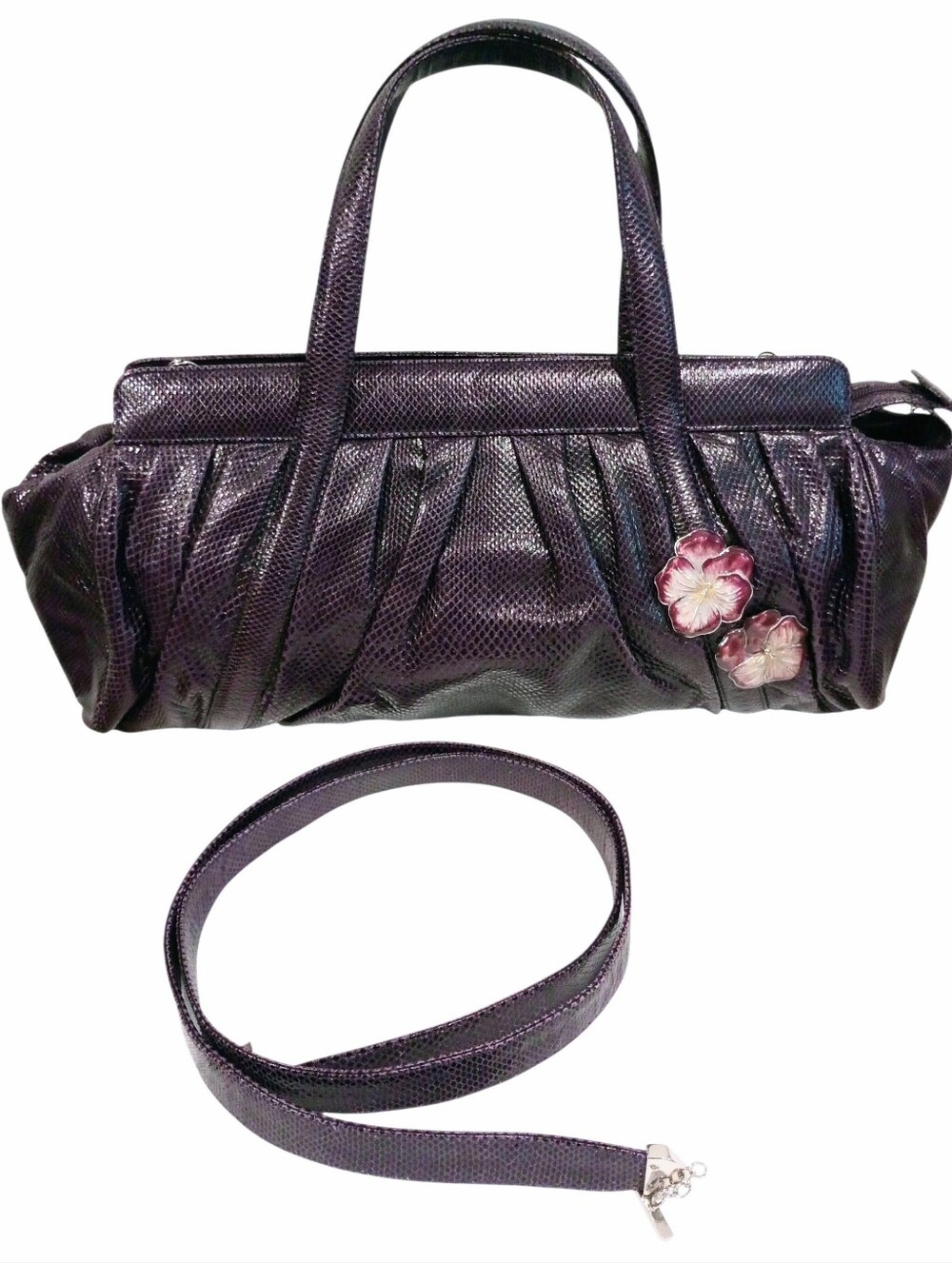 Judith Lieber Vintage Exotic Pleated Snakeskin Top Handle Shoulder Bag - Picture 5 of 16